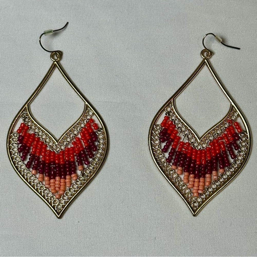 Women’s Elegant Multicolor Beaded Earrings - Picture 2 of 2